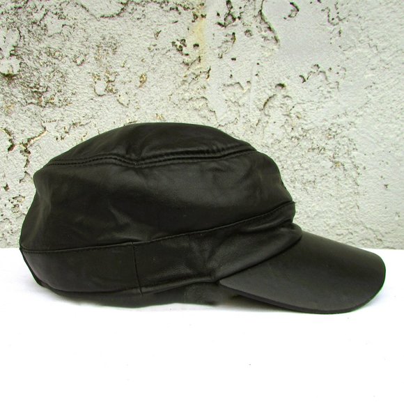 Black leather news boy hat O/S main image 5